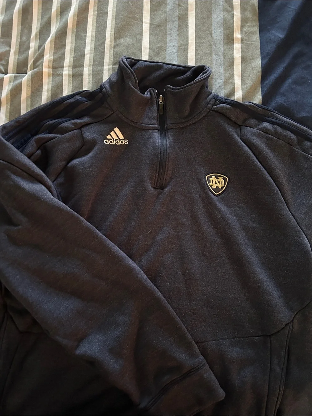 adidas Navy 1/4 Zip Pullover with ND Crest Patch